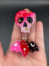Load image into Gallery viewer, Day of the Dead Art Mini Skull Magnet, Pastel Goth Skull Clay Art, Dia De Los Muertos Calavera
