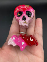 Load image into Gallery viewer, Day of the Dead Art Mini Skull Magnet, Pastel Goth Skull Clay Art, Dia De Los Muertos Calavera