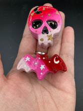 Load image into Gallery viewer, Pastel Goth Skull Clay Art Magnet, Dia De Los Muertos Calavera Magnet, Celestial Moon And Stars