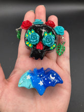 Load image into Gallery viewer, Day Of The Dead Skull Magnet, Dia De Los Muertos Calavera, Frida Khalo Inspired Skull Art