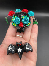 Load image into Gallery viewer, Day Of The Dead Skull Magnet, Dia De Los Muertos Calavera, Frida Khalo Inspired Skull Art