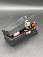 Load image into Gallery viewer, Vintage Inspired Wood Coffin Ring Box or Jewelry Box And Spooky But Cute VooDoo Doll