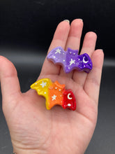 Load image into Gallery viewer, Starry Night Mini Bat Clay Art Magnet, Pastel Goth Art Work