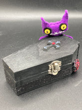 Load image into Gallery viewer, Vintage Inspired Wood Coffin Ring Box or Jewelry Box And Spooky But Cute VooDoo Doll