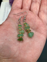 Load image into Gallery viewer, Green Aventurine Chip Beaded Earrings, Hippie Vibe, Shabby Chic, Boho Chic, Nature Inspired, Bohemian