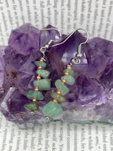 Load image into Gallery viewer, Green Aventurine Chip Beaded Earrings, Hippie Vibe, Shabby Chic, Boho Chic, Nature Inspired, Bohemian