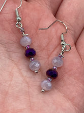 Load image into Gallery viewer, Dainty Dusty Rose And Dark Purple Glass Beaded Earrings, Shabby Chic, Boho Chic, Nature Inspired