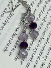 Load image into Gallery viewer, Dainty Dusty Rose And Dark Purple Glass Beaded Earrings, Shabby Chic, Boho Chic, Nature Inspired
