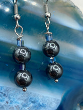 Load image into Gallery viewer, Hematite And Square Glass Beaded Earrings, Shabby Boho Chic, Bohemian