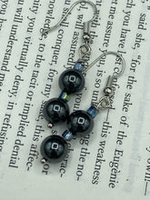 Load image into Gallery viewer, Hematite And Square Glass Beaded Earrings, Shabby Boho Chic, Bohemian