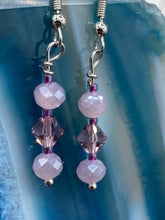 Load image into Gallery viewer, Dainty Dusty Rose And Pastel Purple Glass Beaded Earrings, Shabby Chic, Boho Chic, Nature Inspired, Bohemian