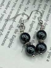 Load image into Gallery viewer, Hematite And Silver Beaded Earrings, Shabby Boho Chic, Bohemian