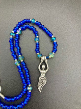 Load image into Gallery viewer, Amphitrite Goddess Pendant Vibrant Blue And Silver Glass Bead Necklace, Chakra Choker Necklace, Self Love Crystal Necklace, Boho Shabby Chic