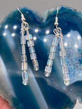 Load image into Gallery viewer, Shimmery Aqua Blue Faceted Glass Beaded Necklace, Bohemian Style Jewelry, Draped Necklace, Shabby Chic, Mermaid