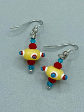 Load image into Gallery viewer, Bumpy Round Multicolored Lampworked Glass Beaded Earrings, Fiesta Piñata Shaped Bead, Virus Shaped Glass Bead