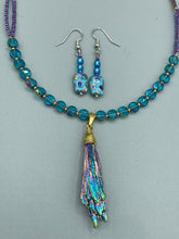 Load image into Gallery viewer, Rainbow Kyanite Natural Wired Stone Choker Style Necklace, Hippie Crystal Jewelry, Shabby Boho Chic, Natural Gemstone, Galaxy Stardust