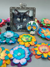 Load image into Gallery viewer, Heal emotionally and spiritually through art by honoring a loved one with a unique and beautiful Purple Spirit Piece Memorial Skull Art. Day Of The Dead Spirit Piece is an ideal addition to your ofrenda or altar that will provide a lasting tribute. These handcrafted polymer clay skull figurines are adorned with hand-painted dark floral designs for the eyes. H 1 1/2” x W 1 1/2” x D 3/4”