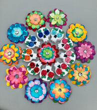 Load image into Gallery viewer, Cremation memorial art, such as Day of the Dead Spirit Pieces, provide a unique way to keep a loved one close to your heart. Handcrafted with care, each piece of artwork is specially tailored to the individual, providing a lasting reminder of those who are dearly missed. On altars and ofrendas, these pieces make a beautiful addition. Composed with meticulous attention to detail, these mini polymer clay skulls feature hand sculpted roses and leaves.