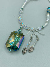 Load image into Gallery viewer, Shimmery Aqua Blue Faceted Glass Beaded Necklace, Bohemian Style Jewelry, Draped Necklace, Shabby Chic, Mermaid