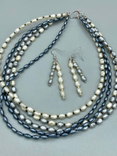Load image into Gallery viewer, White And Gray Baroque Pearls And Black Glass Beaded Necklace, Shabby Chic, Boho Chic, Nature Inspired