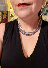 Load image into Gallery viewer, White And Gray Baroque Pearls And Black Glass Beaded Necklace, Shabby Chic, Boho Chic, Nature Inspired