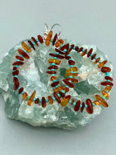 Load image into Gallery viewer, Amber Stone Chip Beaded Hoop Earrings, Hippie Vibe, Shabby Chic, Boho Chic, Nature Inspired, Bohemian