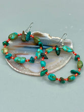 Load image into Gallery viewer, Blue-Green Magnesite Stone Beaded Hoop Earrings, Hippie Vibe, Shabby Chic, Boho Chic, Nature Inspired, Bohemian