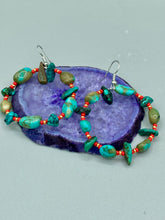 Load image into Gallery viewer, Blue-Green Magnesite Stone Beaded Hoop Earrings, Hippie Vibe, Shabby Chic, Boho Chic, Nature Inspired, Bohemian