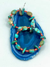 Load image into Gallery viewer, Blue-Green Magnesite Stone Beaded Hoop Earrings, Hippie Vibe, Shabby Chic, Boho Chic, Nature Inspired, Bohemian