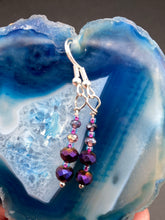 Load image into Gallery viewer, purple and pink round glass beads fish hook earrings 1"