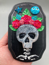 Load image into Gallery viewer, Day of the Dead Wall Art Decor, Frida Kahlo Inspired Clay Art Home Decor, La Muerte Calavera