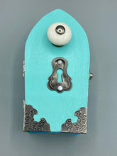 Load image into Gallery viewer, Whimsical Fairy Wood Coffin Box, Steampunk Inspired Keepsake Box, Mystical Witchy Pastel Goth Altar Trinket Box, Magical Princes Butterfly