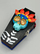 Load image into Gallery viewer, Day Of The Dead Wood Coffin Box, Frida Kahlo Inspired Coffin Trinket Box Or Jewelry Box
