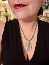 Load image into Gallery viewer, Light Green Agate Geode Sliced Stone Chip Necklace, Hippie Crystal Jewelry, Shabby Boho Chic, Natural Gemstone
