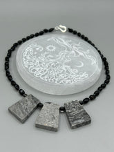 Load image into Gallery viewer, Large Trapezoid Shaped Picasso Jasper Stone And Black Agate Beaded Necklace, Hippie Lovers Genuine Stone, Bohemian
