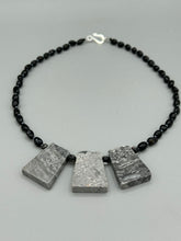 Load image into Gallery viewer, Large Trapezoid Shaped Picasso Jasper Stone And Black Agate Beaded Necklace, Hippie Lovers Genuine Stone, Bohemian

