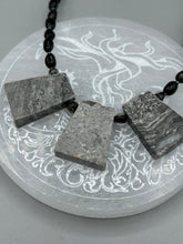 Load image into Gallery viewer, Large Trapezoid Shaped Picasso Jasper Stone And Black Agate Beaded Necklace, Hippie Lovers Genuine Stone, Bohemian
