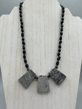 Load image into Gallery viewer, Large Trapezoid Shaped Picasso Jasper Stone And Black Agate Beaded Necklace, Hippie Lovers Genuine Stone, Bohemian
