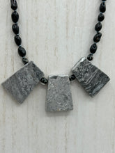 Load image into Gallery viewer, Large Trapezoid Shaped Picasso Jasper Stone And Black Agate Beaded Necklace, Hippie Lovers Genuine Stone, Bohemian
