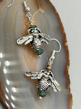 Load image into Gallery viewer, Honey Bee Pendant With Teal, Gold, And Turquoise Beaded Necklace, Summer Hippie Nature Lovers
