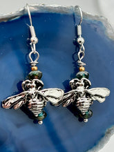 Load image into Gallery viewer, Honey Bee Pendant With Teal, Gold, And Turquoise Beaded Necklace, Summer Hippie Nature Lovers
