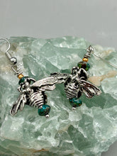 Load image into Gallery viewer, Honey Bee Pendant With Teal, Gold, And Turquoise Beaded Necklace, Summer Hippie Nature Lovers
