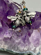 Load image into Gallery viewer, Honey Bee Pendant With Teal, Gold, And Turquoise Beaded Necklace, Summer Hippie Nature Lovers
