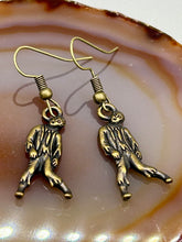 Load image into Gallery viewer, The Halloween-inspired Zombie Charm Antique Brass Earrings are crafted from Tierracast lead-free pewter and are the perfect complement to any look. Boasting fun spooky charms, these living dead earrings are a great way to celebrate the spooky season all year round.  Measurements: 1 ” in length

