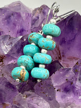 Load image into Gallery viewer, These earrings feature a single strand constructed with quartzite turquoise stone  and silver glass beaded earrings.  A pair of unique, nature-inspired look.  Measurements: 1 1/4" length
