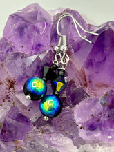 Load image into Gallery viewer, Elegantly crafted aurora borealis faceted glass beaded jewelry. These dainty earrings offer a versatile style that can effortlessly elevate any ensemble.  Measurements: 1” in length

