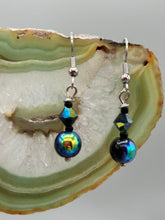 Load image into Gallery viewer, Elegantly crafted aurora borealis faceted glass beaded jewelry. These dainty earrings offer a versatile style that can effortlessly elevate any ensemble.  Measurements: 1” in length
