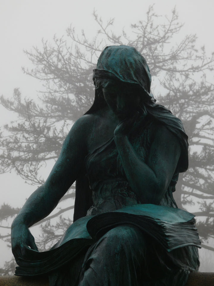 Photograph of cemetery angel statue.