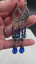 Load and play video in Gallery viewer, Whimsical Fairy Chandelier Style Beaded Earrings, Hippie, Blue Purple Galaxy Cosmos Inspired, Shabby Chic, Boho Chic, Celestial, Astrology
