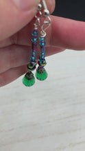 Load and play video in Gallery viewer, Whimsical Victorian Fairy Style Beaded Earrings, Hippie Vibe, Peacock Inspired Blue Green, Shabby Chic, Boho Chic, Nature Inspired, Bohemian
